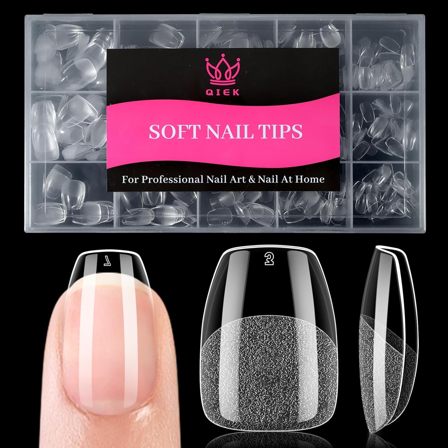 Extra Short Coffin False Nail Tips, 15 Sizes 510 PCS Clear Soft Press On Fake Nail Pre-shaped Half Matte Full Cover Gel Nail Tips Extensions Thick Long Lasting for DIY Beginners & Salon Manicure-Velvo Beauty