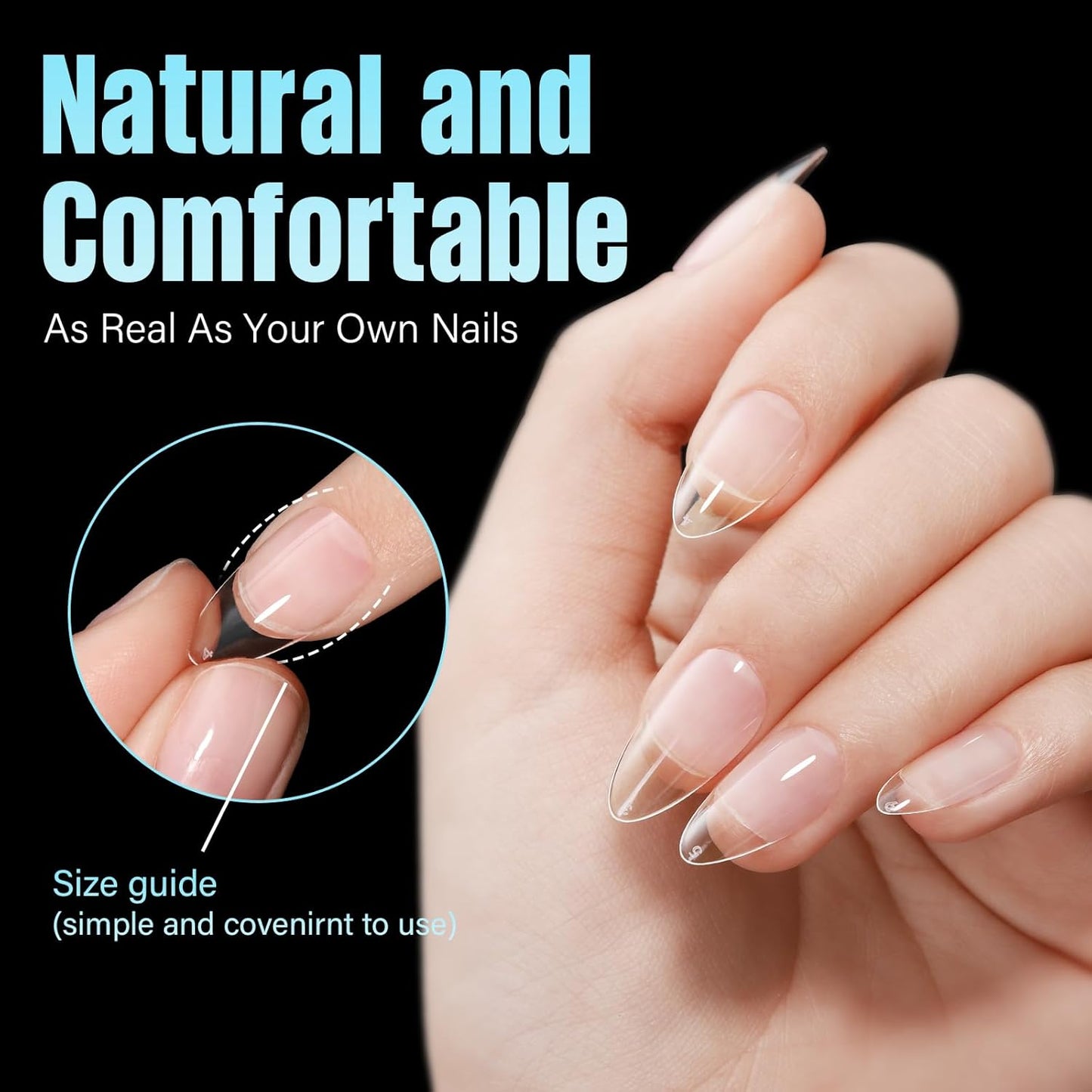 TOMICCA Medium Almond Nail Tips, 240Pcs Soft Acrylic Nails Tips Pre-Shaped Gel Tips, Medium Almond Press on Nails Clear Full Cover Fake Nails for Nail Extension Nail Salon 12 Sizes-Velvo Beauty