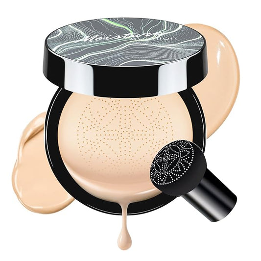 Air Cushion CC Cream Foundation - Mushroom Head BB Creams, Long Lasting Concealing Brightening, Moisturizer Face Cream,Facial Skin Care Makeup For All Skin Types (Ivory)-Velvo Beauty
