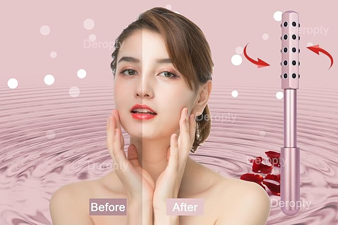 Beauty Massage Roller, Facial Massage Tool, 30 Germanium Stone Uplifting Face，Uplifting Face Massager Roller (Pink)-Velvo Beauty