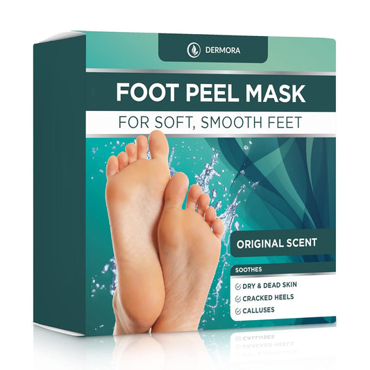 DERMORA Foot Peel Mask | Skin Exfoliating Foot Masks | Dry, Cracked Feet, Callus, Dead Skin Remover | Baby Soft Feet | Original Scent | Pack of 4 | Regular-Velvo Beauty