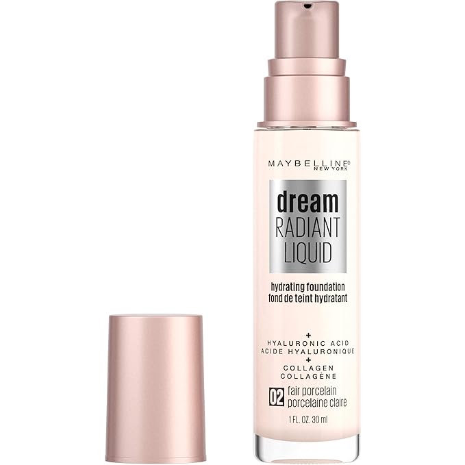 Maybelline Dream Radiant Liquid Medium Coverage Hydrating Makeup, Lightweight Liquid Foundation, Fair Porcelain, 1 Count-Velvo Beauty