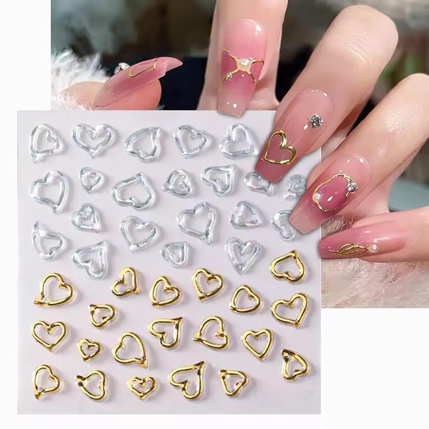 SILPECWEE 6 Sheets 5D Gold Embossed Nail Art Stickers Gem Crystal Irregular Geometric Frames Nail Stickers Designs Hollow Nail Decals Self Adhesive DIY Acrylic Nails Accessories-Velvo Beauty