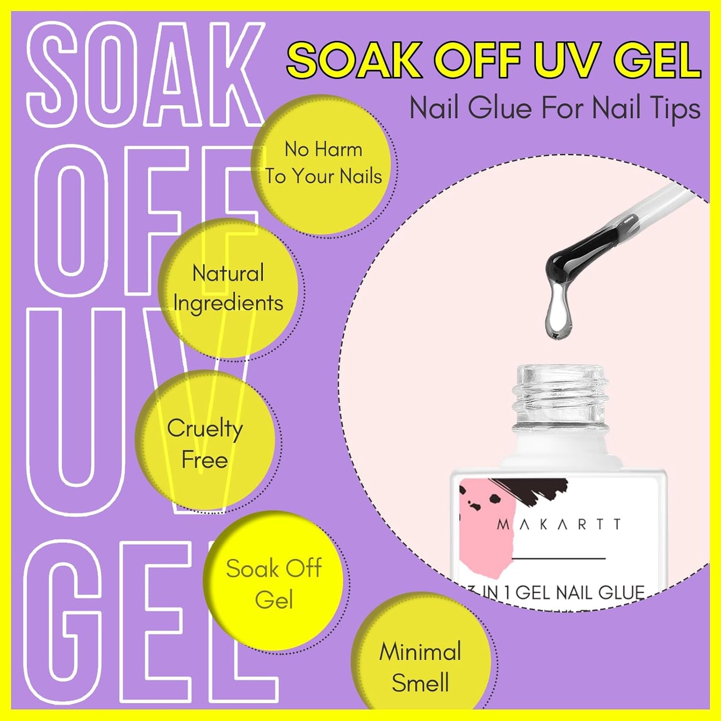 Makartt Gel Nail Glue: 3 in 1 Nail Glue for Acrylic Nails Extension Super Strong Adhesive Bond Long Lasting Brush on Glues for Tips, Base Coat & Slip Solution, & Stick Rhinestone, Curing Needed, 15ml-Velvo Beauty