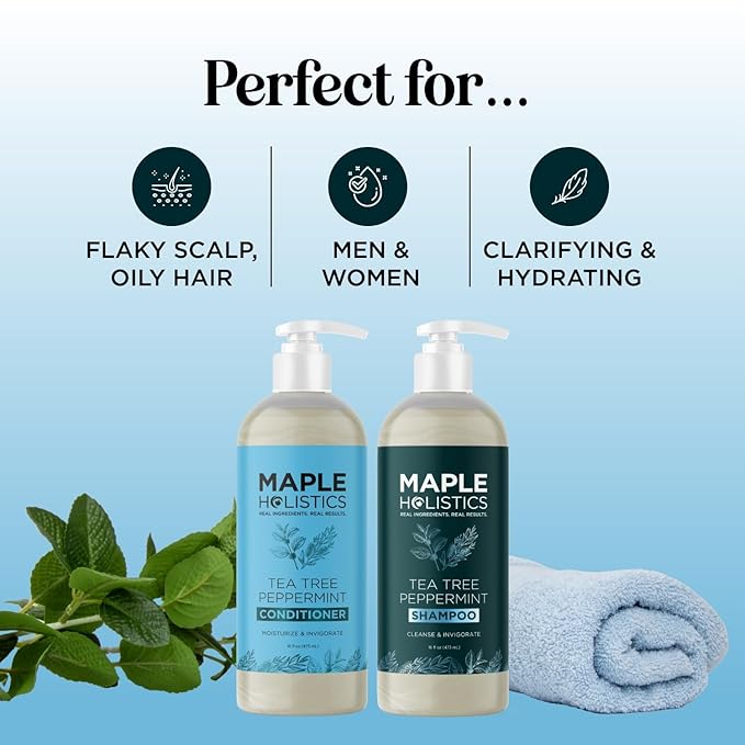 Tea Tree Mint Shampoo and Conditioner - Tea Tree Rosemary Mint Shampoo and Conditioner Set Sulfate Free for Daily Clarifying and Dry Scalp Care - Paraben and Sulfate Free Shampoo and Conditioner 16oz-Velvo Beauty