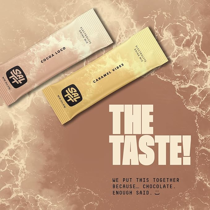 Keto Chow SALTT Electrolytes Powder Packets, Cocoa Variety Pack (30 Packets) - Magnesium, Potassium, Sodium, Trace Minerals - Vegan, Sugar Free, Gluten Free - Travel Essentials - Made in USA-Velvo Beauty