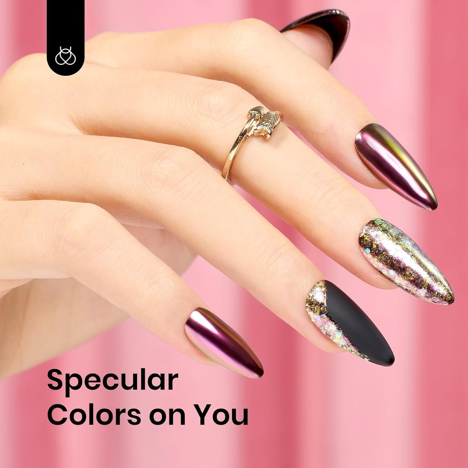 Beetles Chrome Nail Powder 8 Colors Mirror Effect Aurora Iridescent Pearlescent Holographic Manicure Nail Art Decoration Glitter, 1g or 0.5g/Jar for Women-Velvo Beauty