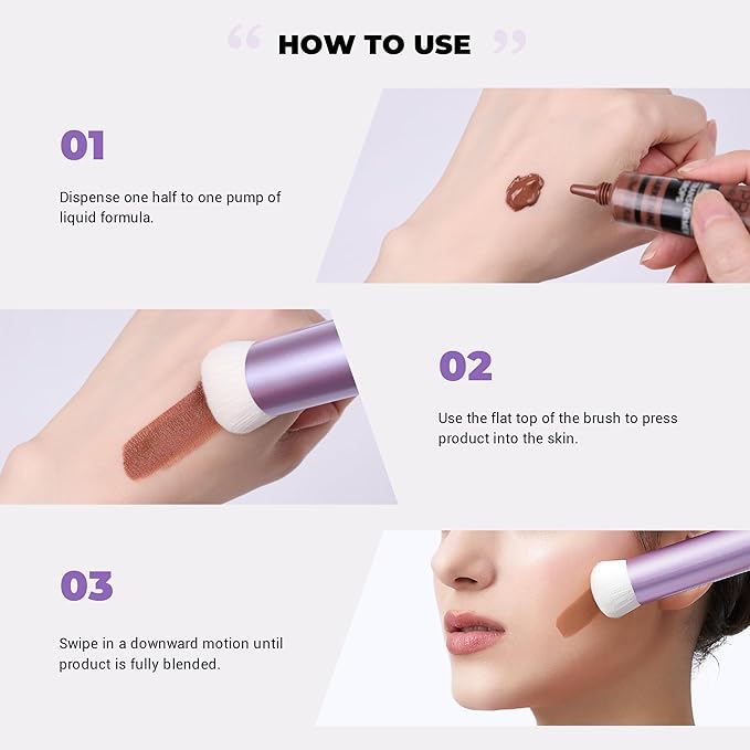 Jessup Foundation Brush for Liquid Makeup, Face Kabuki Makeup Brush for Contour Powder Blush and Bronzer, Ultra-Soft Fiber Perfect for Blending Liquid AS003-Velvo Beauty