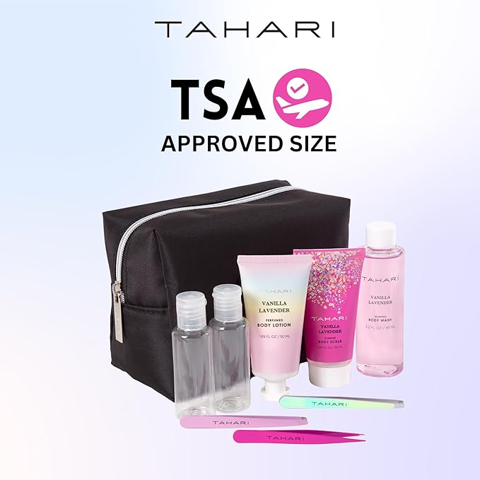 Tahari Spa Gift Set for Women, Vanilla Lavender Spa Set, Bath Kit for Women Gift Set Includes Body Lotion, Body Wash, Hand Cream, Lotion Gift Set for Women, Birthday Gifts For Women - (Black)-Velvo Beauty