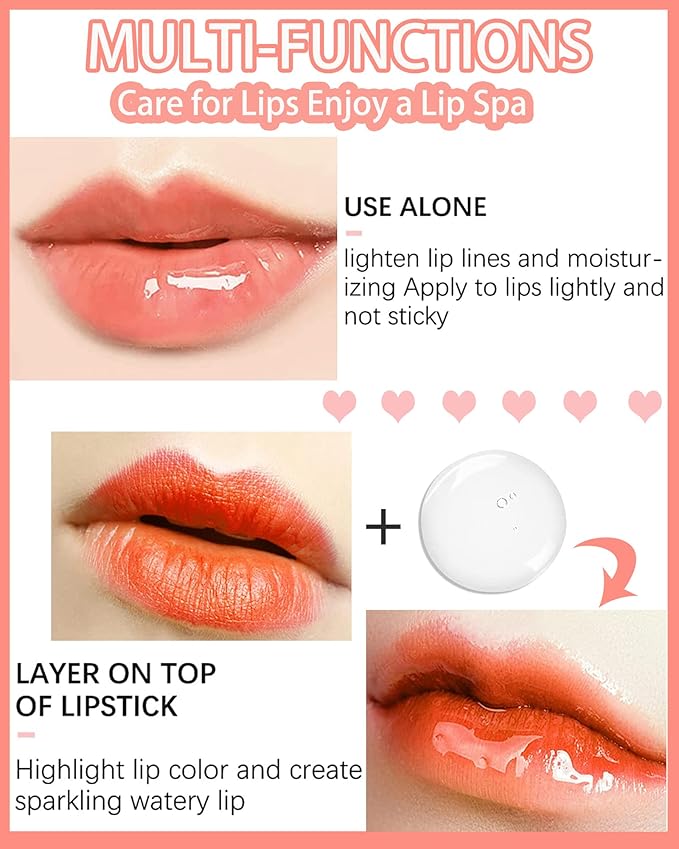 Plumping Lip Glow Oil, Hydrating Tinted Lip Oil Gloss, Transparent Toot Lip Oil, Long Lasting Lip Balm Moisturizing Glow Oil Fresh Texture, Glitter Shine Primer Lip Tint Lip Care Product-#0000-Velvo Beauty