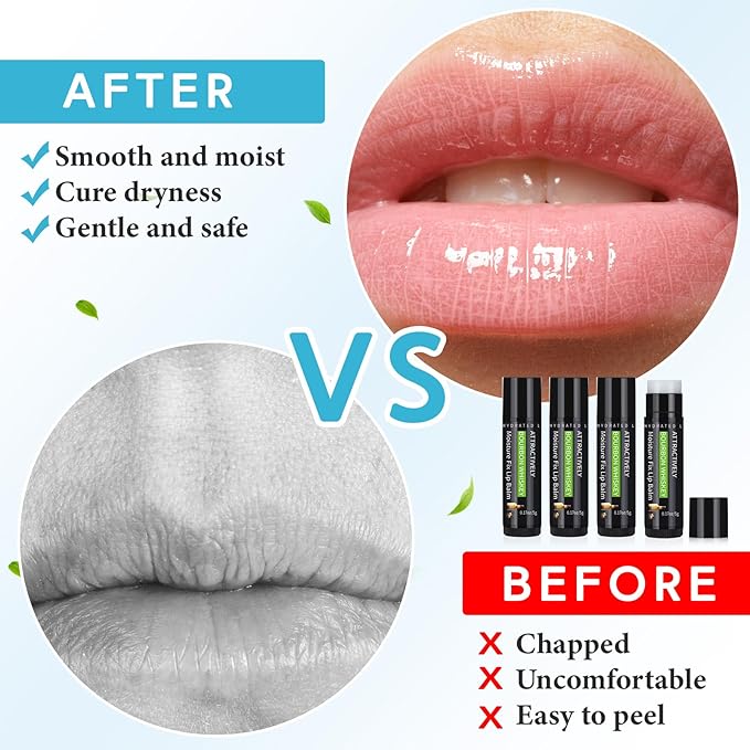 4 Pcs Lip Balm with Gift Box for Men Raffia Grass Organic Natural Beeswax Lip Balm for Father's Day Gifts Women Adults Teens Dry Chapped Lips Care Product-Velvo Beauty