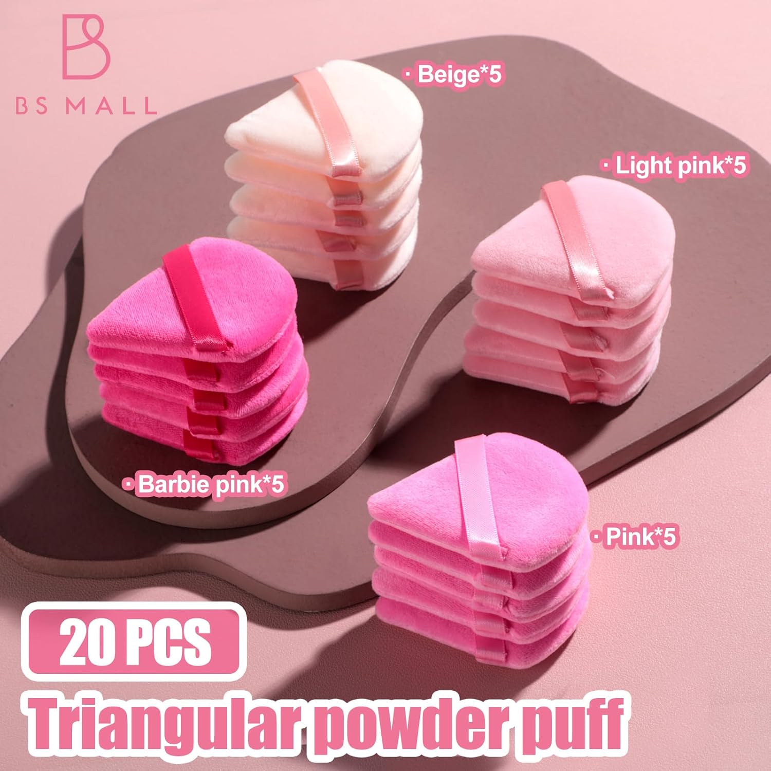 BS-MALL Makeup Sponge Set, Triangle Beauty Blender Puffs, 20 Pieces, Cosmetic Applicators (Pink)-Velvo Beauty