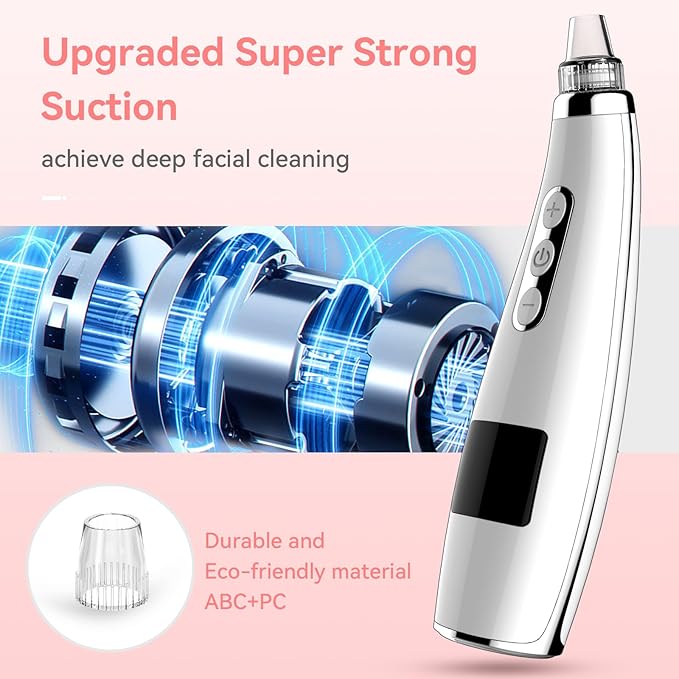 Blackhead Remover Pore Vacuum Upgraded Facial Pore Cleaner Electric Comedone Whitehead Extractor Tool-5 Suction Power,5 Probes,USB Rechargeable Blackhead Vacuum Kit for Women & Men-Velvo Beauty