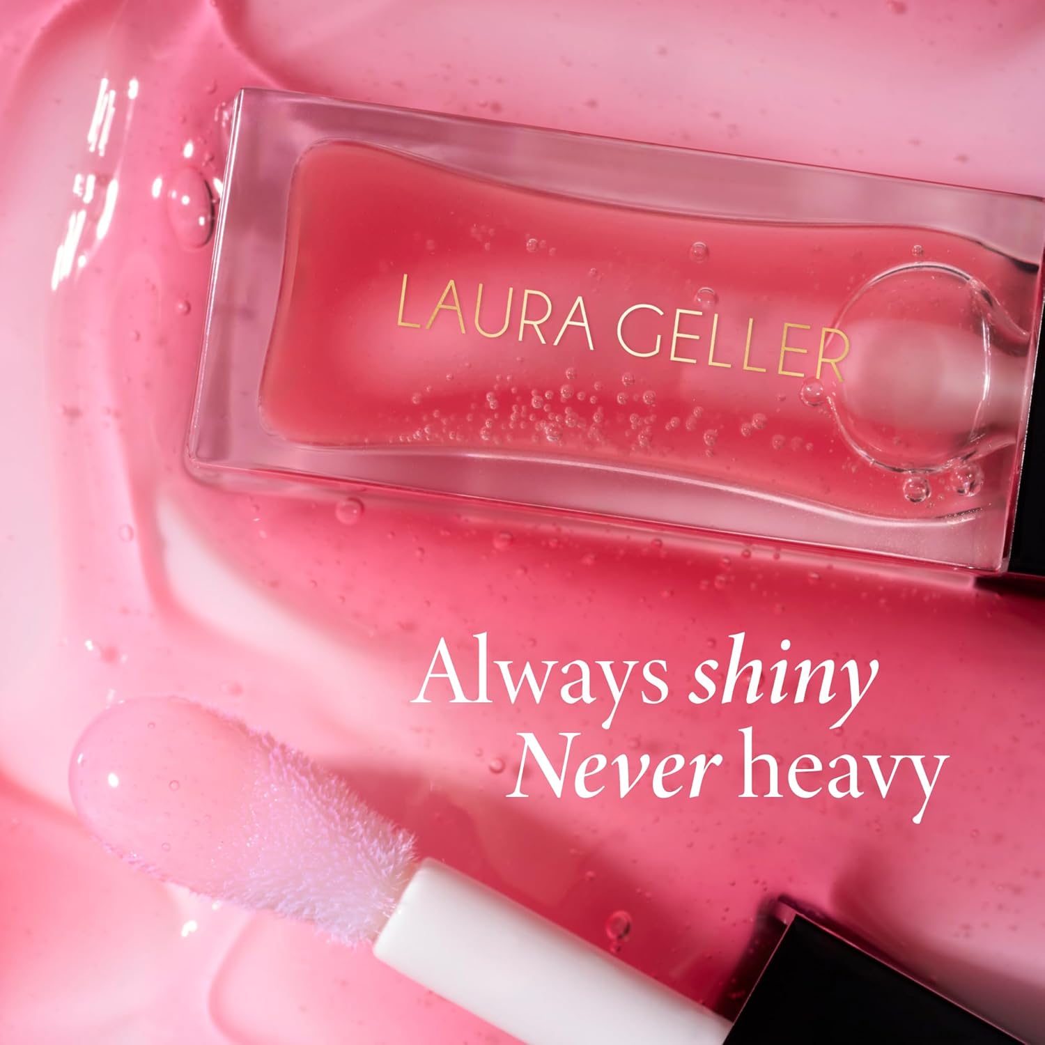 LAURA GELLER NEW YORK Fine Shine Glossy Lip Oil, Glass Half Full - Hydrating Squalane - Clear Lip Gloss-Velvo Beauty