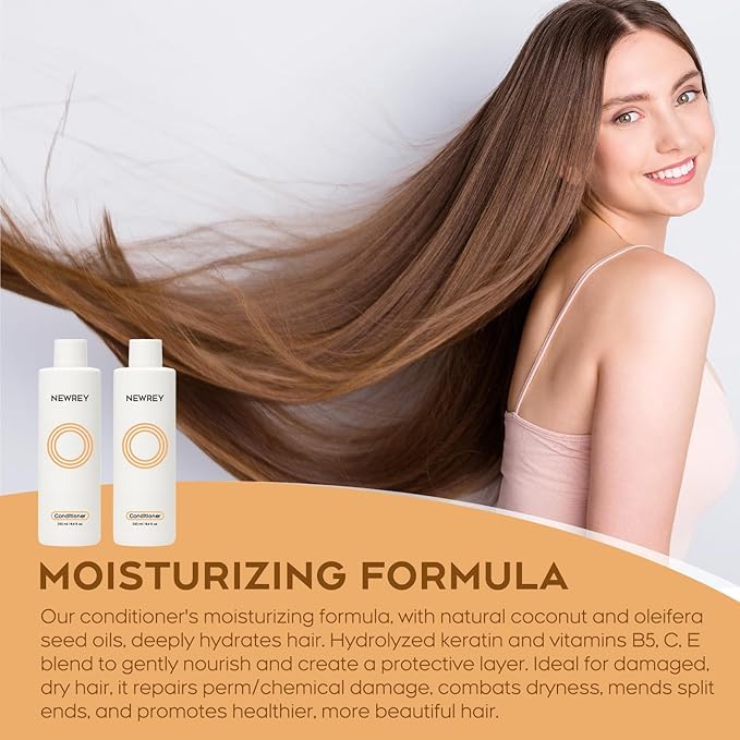 Hydrating Conditioner for Dry, Damaged Hair - 8.4oz | Moisture Repair Treatment with Hydrolyzed Keratin & Coconut Oil for Smooth, Shiny, Manageable Hair-Velvo Beauty