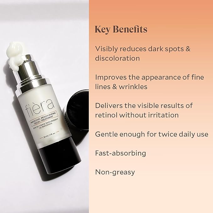 Fièra Bakuchiol Rejuvenating Facial Treatment - Retinol-Alternative for Mature Skin - Corrects and Delays Visible Signs of Aging - With Potent Antioxidants - 1 FL. OZ.-Velvo Beauty