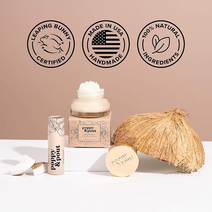Poppy & Pout Island Coconut Jumbo Lip Balm | All Natural Lip Balms & Moisturizers | Hydrates with Beeswax, Vitamin E, Organic Coconut Oil | Cruelty-Free | Lip Balm in Recyclable Cardboard Tube-Velvo Beauty