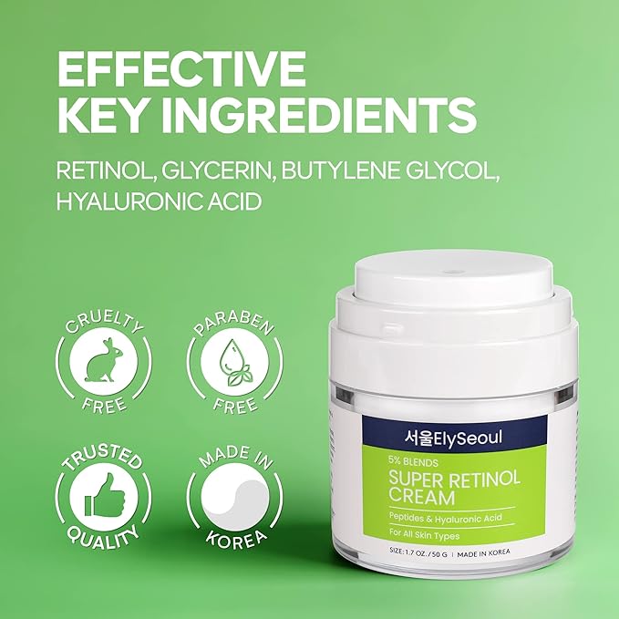 Retinol Cream for Face Korean Skincare: Anti-Aging Collagen Peptides & Hyaluronic Acid Face Cream for Women, 1.7 oz.-Velvo Beauty