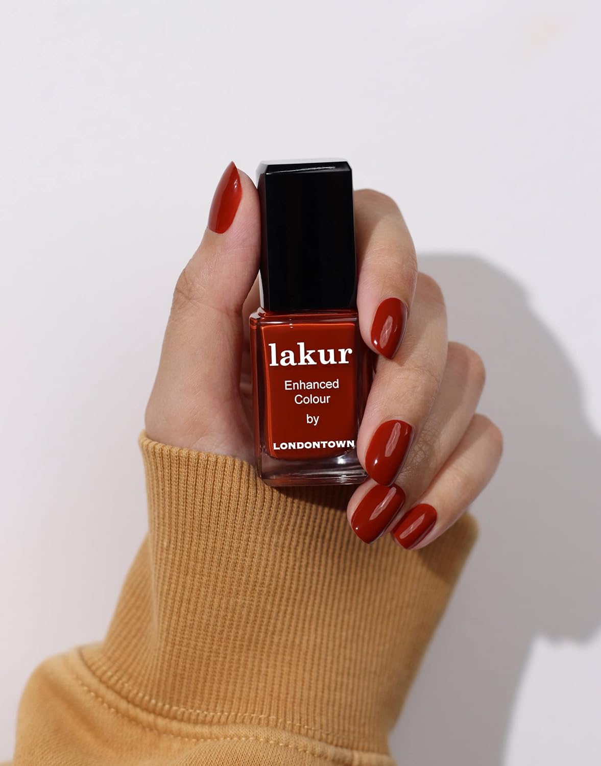LONDONTOWN lakur Nail Polish - Chip-Resistant, Non-Toxic, Conditions & Hydrates Nails | Glossy Rich Red-Brown, Woodstock, .40 fl oz-Velvo Beauty