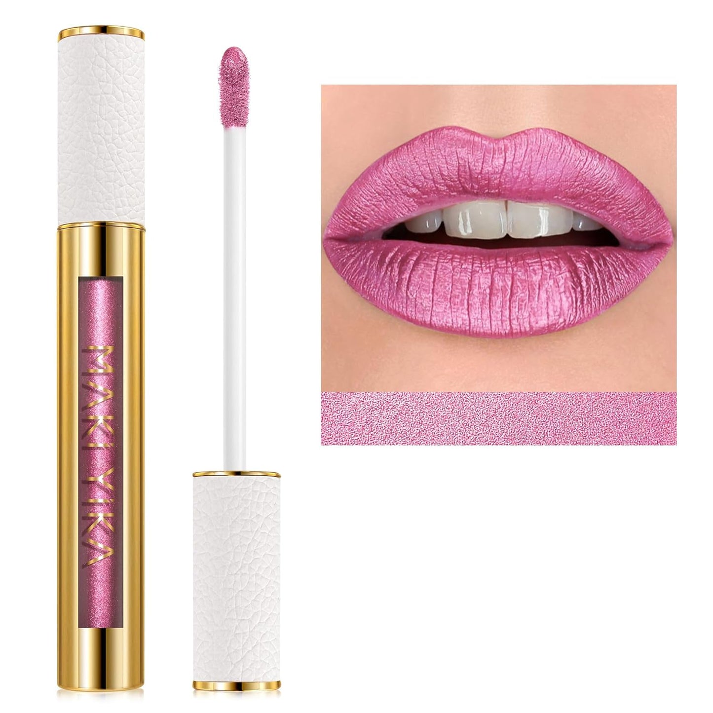 MAKI YIKA Metallic Pink Lipstick for Women Nude Pink Lipsticks Long Lasting Glitter Lipstick No Smudge No Transfer Liquid Lip Gloss (BR21 Sweet Rose)-Velvo Beauty