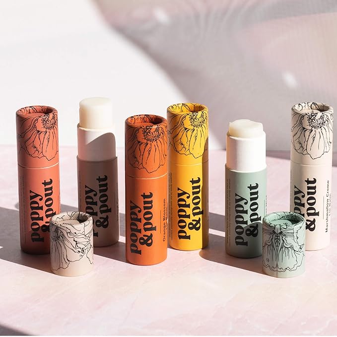 Poppy & Pout Orange Bloom Jumbo Lip Balm | All Natural Lip Balms & Moisturizers | Hydrates with Beeswax, Vitamin E, Organic Coconut Oil | Cruelty-Free | Lip Balm in Recyclable Cardboard Tube-Velvo Beauty