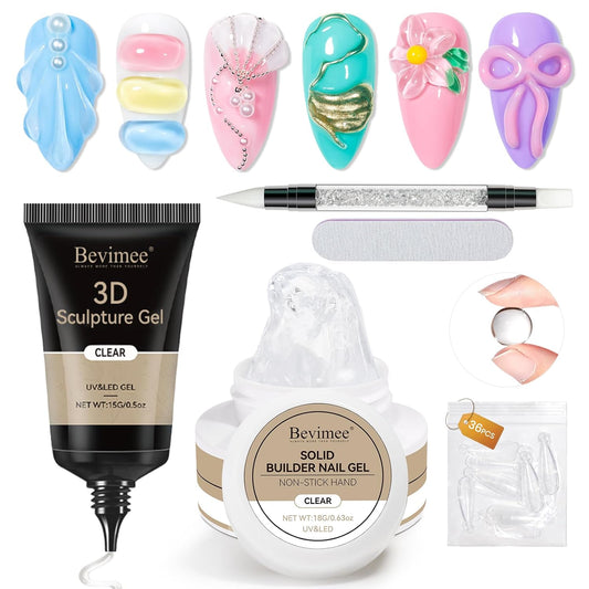 18g Solid Builder Gel for Nails 15g 3D Nail Sculpting Gel for Nail Art, Clear Non-Stick Hand For Modeling, Sculpture, Nails Extension UV/Led Manicure DIY At Hom-Velvo Beauty