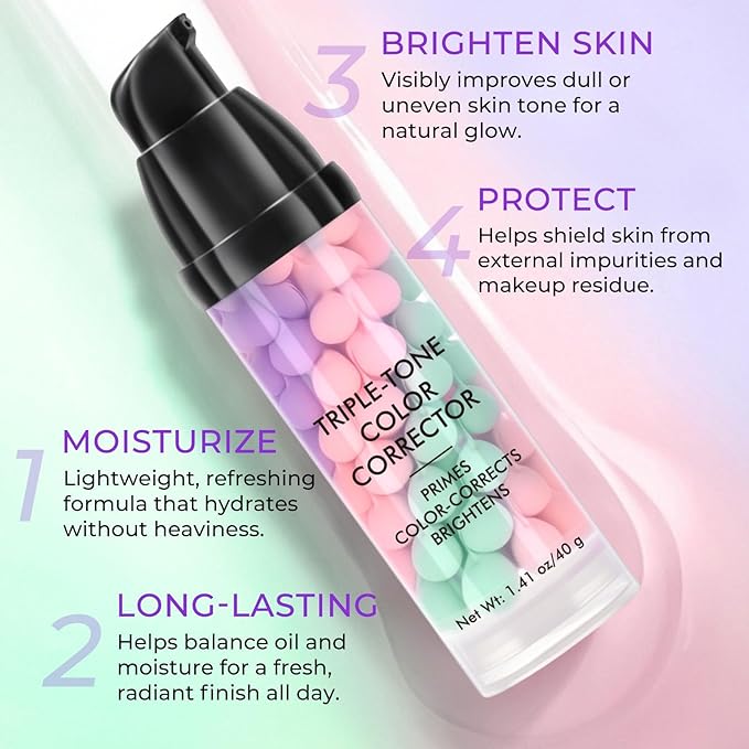 Primer for Face Before Makeup, 3 In 1 One Step Color Corrector Primer, SPF 50 PA+ Sunscreen Isolation Cream, Hydrating, Oil Control Facial Serum Even Skin Tone, Water-Resistant & Sweat-Proof-Velvo Beauty