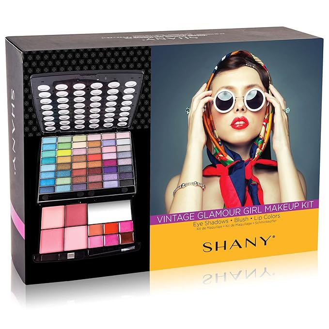 SHANY Glamour Girl Makeup Kit Eyeshadow Palette with Eyeshadows, Blushes, Lipstick Lip-gloss, Makeup Mirror, Makeup applicators, Premium Gift Packaging - Vintage-Velvo Beauty