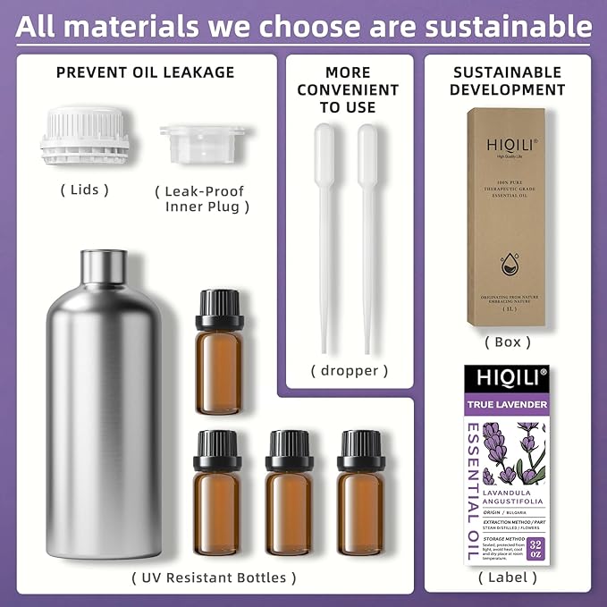 HIQILI 32 Fl Oz Lavender Essential Oil Pure, for Aromatherapy Diffuser, Hair, Includes Premium Quality Glass Dropper-32 Ounces-Velvo Beauty