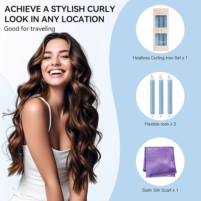 Togayu Heatless Curls Overnight Set - Jumbo Overnight Hair Curlers to Sleep In, Soft Velvet Hair Rollers for Women, No Damage Curls Styling Tools 3pcs-Velvo Beauty