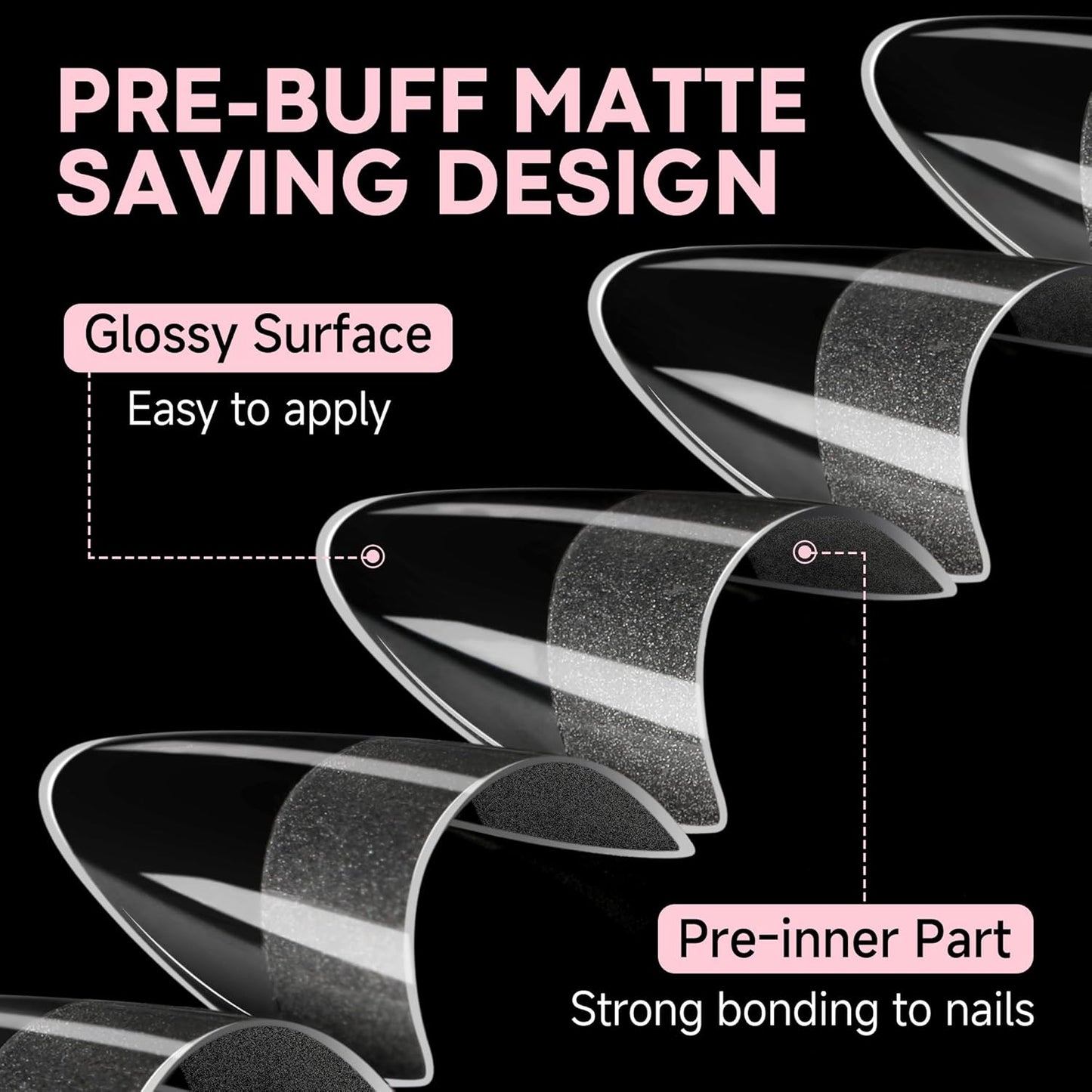 UNA GELLA Almond Shape Nail Tips Short: 504pcs Half Cover Almond Gel Nails Tips Matte Clear Fake Nails Self-handle for Nail Extension DIY Nail Salon for Her, 12Sizes-Velvo Beauty