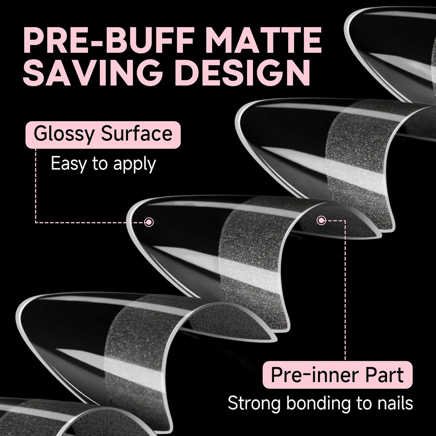 UNA GELLA Almond Shape Nail Tips Short: 504pcs Half Cover Almond Gel Nails Tips Matte Clear Fake Nails Self-handle for Nail Extension DIY Nail Salon for Her, 12Sizes-Velvo Beauty