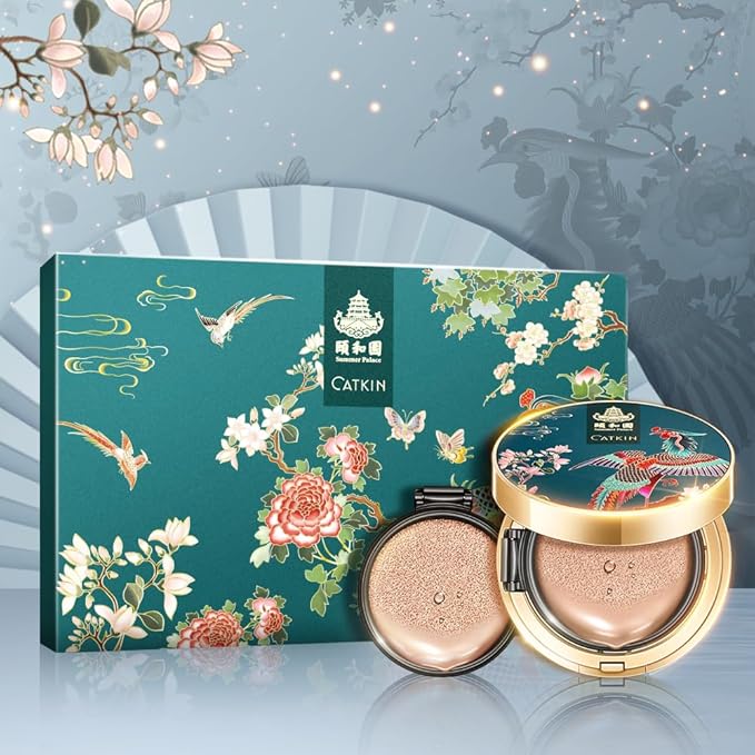 Catkin Phoenix Cushion Foundation Buildable Coverage Anti-Aging Serum Makeup, Sheer Satin Finish, Refill Included, Light Beige 0.46 Oz x 2, C03 VANILLA-Velvo Beauty