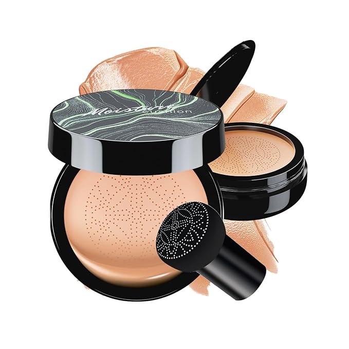 Mushroom Head Air Cushion CC Cream - BB Cream Face Makeup Foundation for Mature Skin Moisturizing Concealer Brighten Long-Lasting, Even Skin Tone for All Skin Types (Nude)-Velvo Beauty