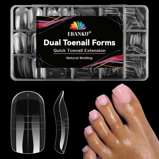 300 Pcs Toe Dual Nail Forms for Poly Extension Gel, EBANKU Toenail Dual Forms Reusable Full Cover Molds for French Tip Acrylic Toenails Pedicure for Salon & DIY at Home 15 Sizes-Velvo Beauty