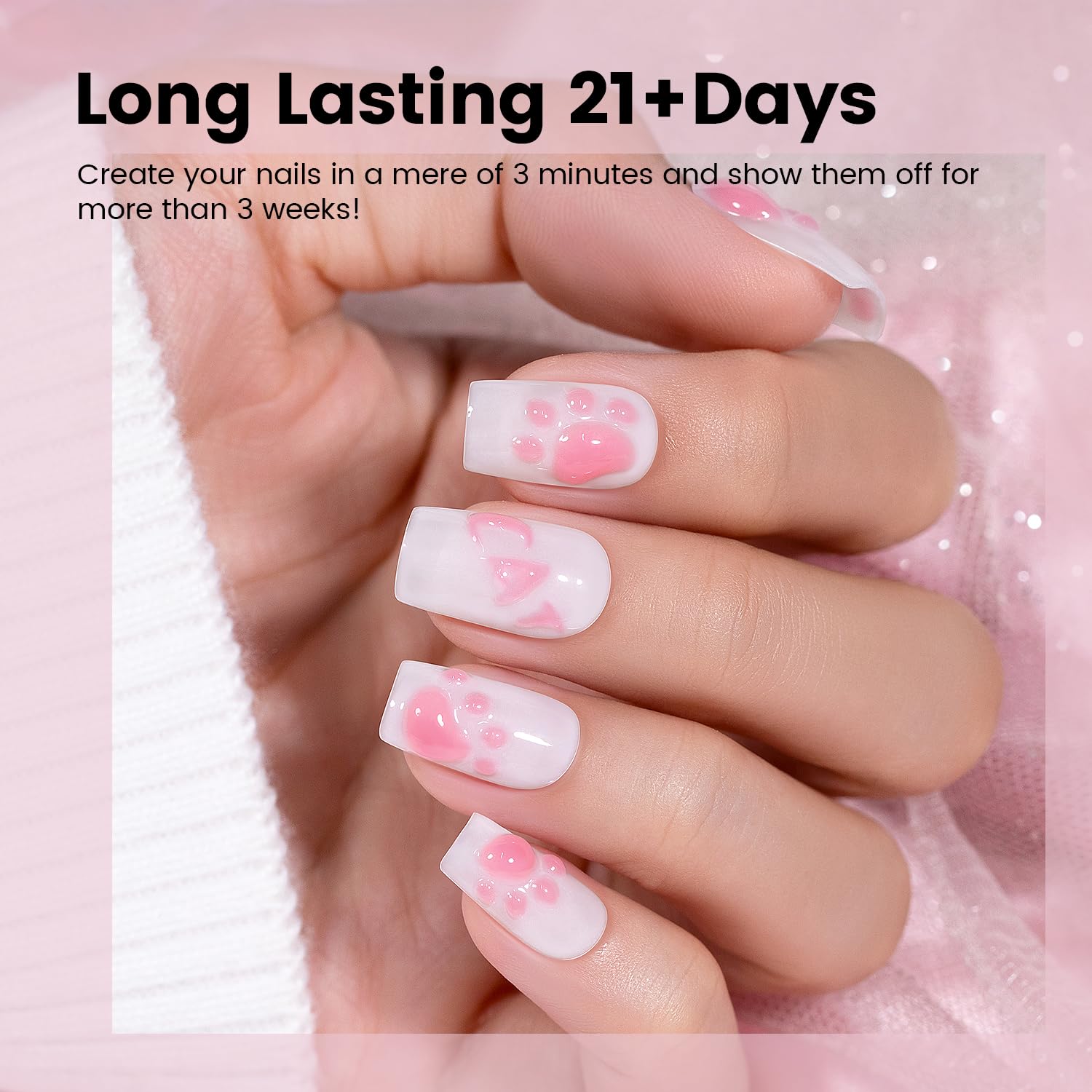 RARJSM 3D Nail Art Sculpture Gel - Nude, Pink, Rhinestone Glue, DIY Drawing, Hard Nail Craving, Sculpting Gel, UV LED Curing-Velvo Beauty