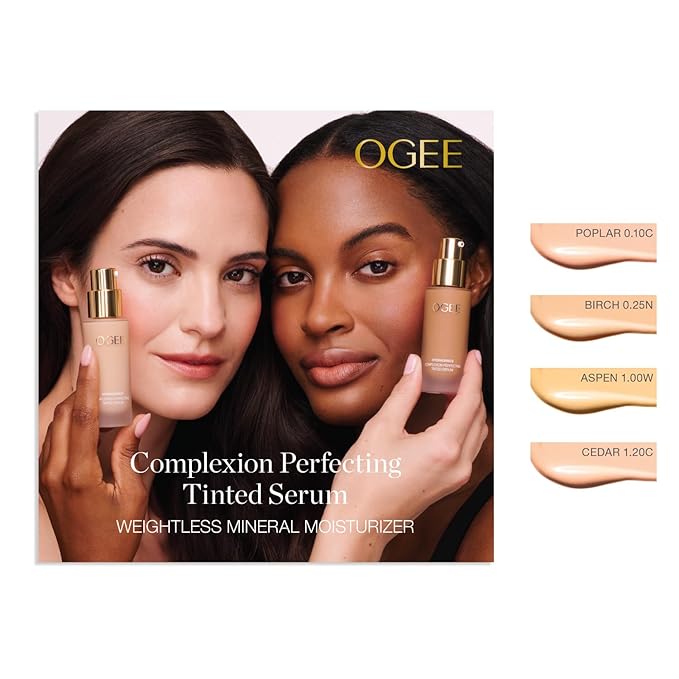 Ogee Complexion Perfecting Liquid Foundation - Lightweight Tinted Moisturizer For Face (Aspen 1.0W - Fair, Warm Undertones) - with Vitamin C & Jojoba Oil - Certified Organic & Made in USA-Velvo Beauty