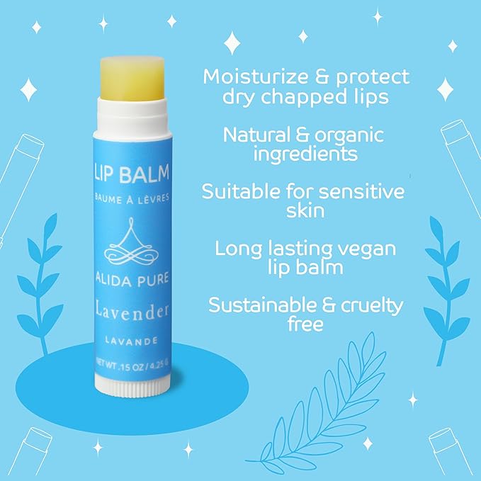 Lavender Lip Balm, Cruelty Free, Vegan Lip Balm Set, Beeswax Free, with Avocado Oil, Organic Jojoba Oil, and Vitamin E, Natural Moisturizer for Dry, Chapped, or Cracked Lips, 3 Tube Set-Velvo Beauty
