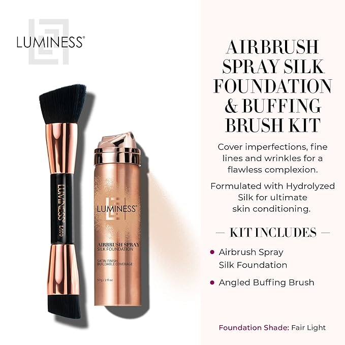 LUMINESS Silk Airbrush Spray Foundation & Buffing Brush Kit - Light Fair-Velvo Beauty