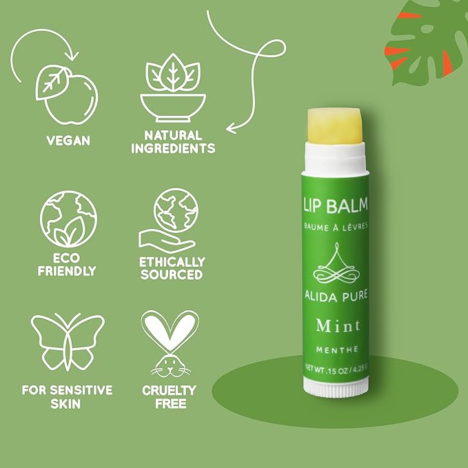 Mint Lip Balm Collection, Vegan Lip Balm Set, Beeswax Free, with Avocado Oil, Organic Jojoba Oil, and Vitamin E, Natural Moisturizer for Dry, Chapped Lips, 5 Tube Set-Velvo Beauty