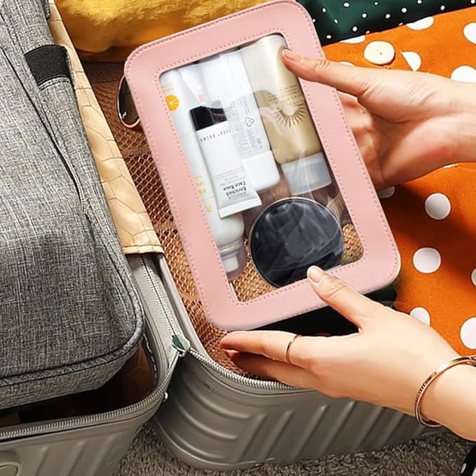 Clear Makeup Bag Small, TSA Approved Portable Toiletry Bag with Zipper Cosmetic Travel Bag Makeup Organizer Case Mini Makeup Pouch for Purse Car Organizer Bag for Women Men-Velvo Beauty