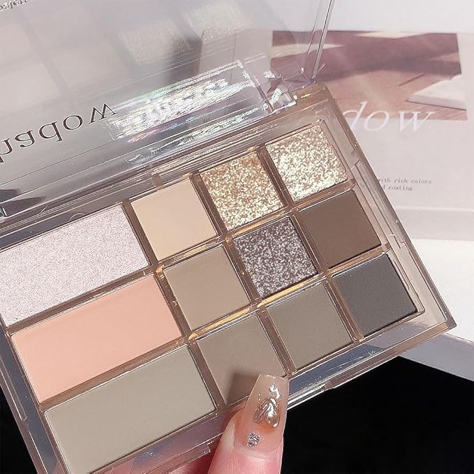 12 Girds Colorful Matte Shimmer Eyeshadow Palette for Eye Makeup,High Pigmented Eye Shadow Primers Powder Palet de sombras de ojos 12-A-Velvo Beauty