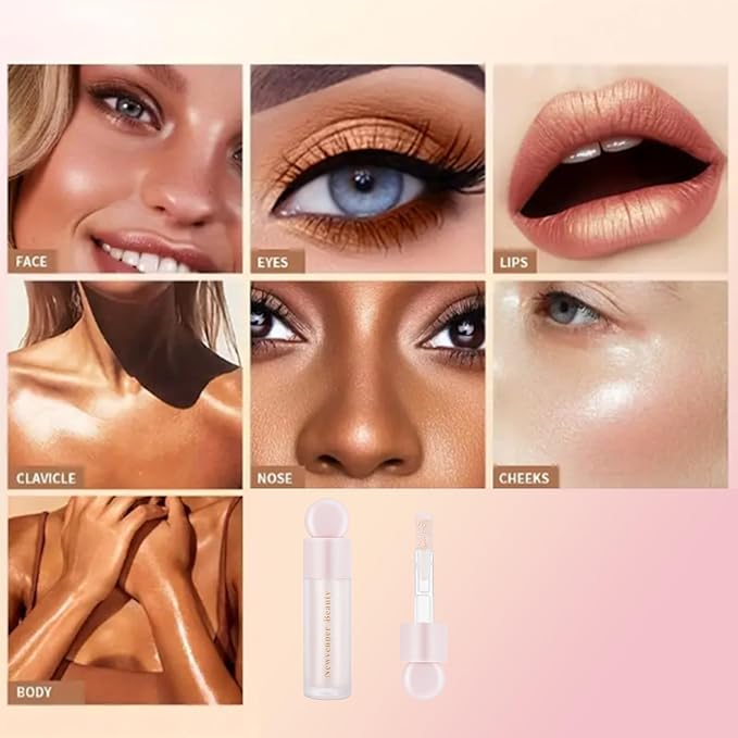 Liquid Highlighter, Liquid Blush with Face Brush Long Lasting Smooth Lightweight Smudge Proof Blush+ Highlighter-Velvo Beauty