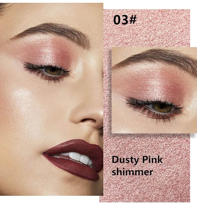evpct Dusty Pink Champagne Single Eyeshadow Palette, Rose Gold Ice Pink Nude Glitter Cream Eye shadow Palette Singles Brightener Makeup for Older Women, High Pigment Waterproof Monochrome Eyeshadow-Velvo Beauty