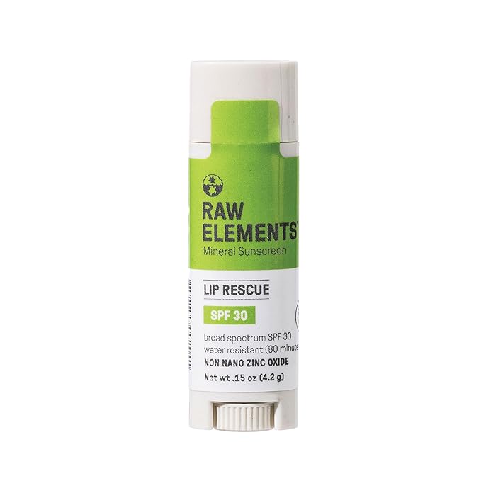 Raw Elements Organic Outdoor Sunscreen Lip Balm Rescue - SPF 30, UVA-UVB Protection, Reef-Safe, Non-Nano Zinc, Water Resistant, 0.15 oz (Pack of 1)-Velvo Beauty
