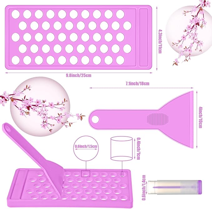 2 Sets Lip Balm Tray and Spatula Set Portable lipstick Holder Lip Balm Containers Lip Gloss Making Kit (Purple)-Velvo Beauty