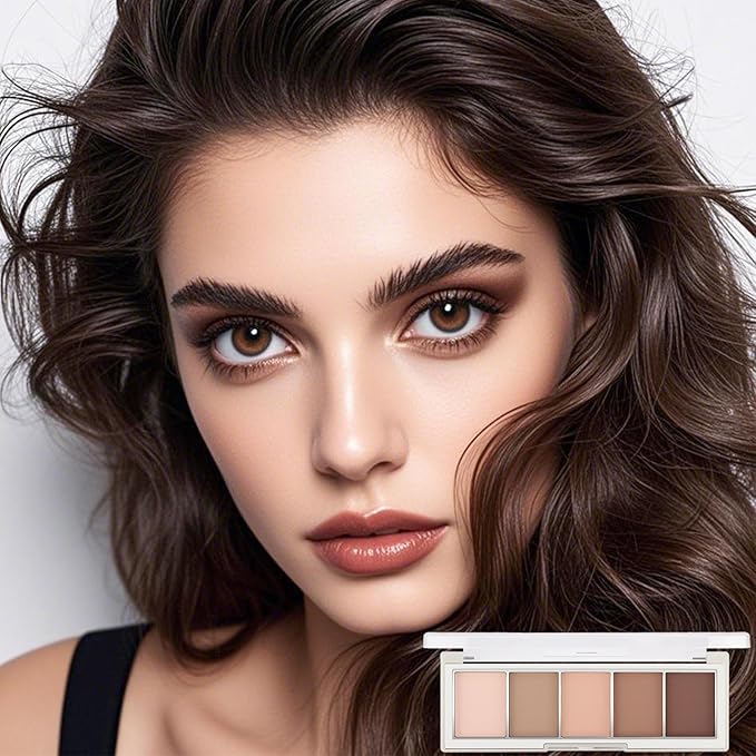 Erinde 5 Colors Matte Eyeshadow Palette Makeup, Natural Classic Nude Neutral Nude Brown Eye Shadow, Long Wearing Waterproof Everyday Eye Makeup for Brown Eyes, Off White Beige, Light to Dark Brown, 01-Velvo Beauty
