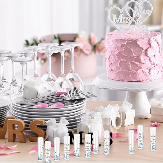 Dunzy 50 Pcs Thank You Gift Lip Balm Bulk Baby Shower Party Favors Bridal Shower Favor Lip Care with Assorted Fruit Flavors Thank You Lipstick for Guest Basket Gift Stuffer (Blue and White Porcelain)-Velvo Beauty