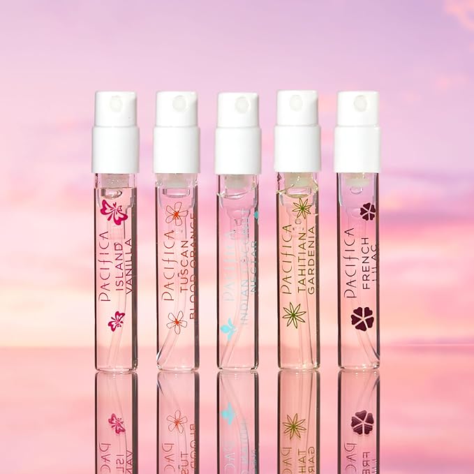 Pacifica Beauty, Wanderlust Spray Perfume Trial Set, Island Vanilla, 5 Scents, Fragrance Sampler Gift Set, Natural & Essential Oils, Clean, Vegan & Cruelty Free-Velvo Beauty