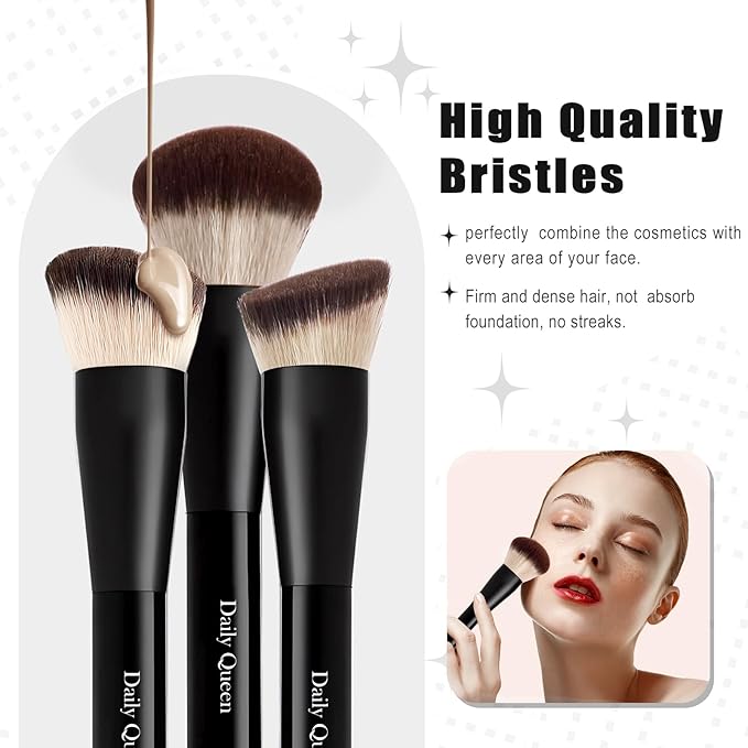 25 pcs Makeup Brush Set Holder Black Professional Kabuki Powder Concealers Eye shadows Blush Eyeliner Eyebrow Contour Eye blending Brushes (25pcs brush with box)-Velvo Beauty
